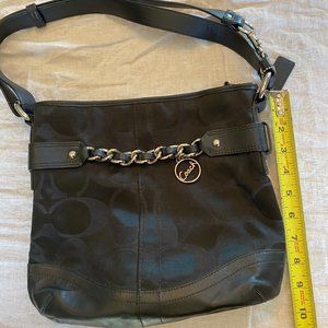 Authentic Coach Handbag, Black/Silver Classic C